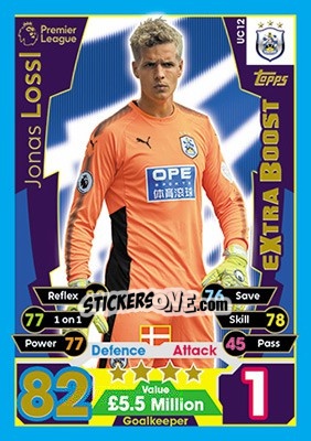 Sticker Jonas Lossl - English Premier League 2017-2018. Match Attax Extra - Topps