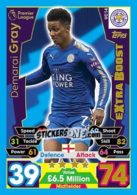 Sticker Demarai Gray - English Premier League 2017-2018. Match Attax Extra - Topps