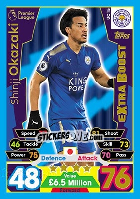Sticker Shinji Okazaki - English Premier League 2017-2018. Match Attax Extra n. UC15 - Topps
