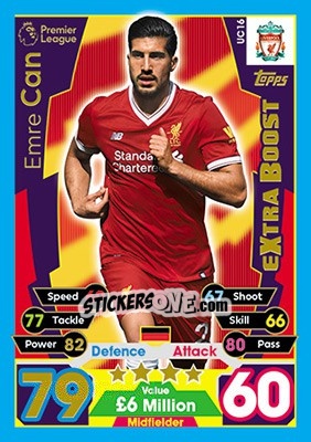 Sticker Emre Can - English Premier League 2017-2018. Match Attax Extra n. UC16 - Topps