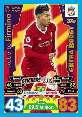 Sticker Roberto Firmino - English Premier League 2017-2018. Match Attax Extra n. UC17 - Topps