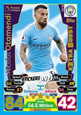 Sticker Nicolas Otamendi - English Premier League 2017-2018. Match Attax Extra n. UC18 - Topps