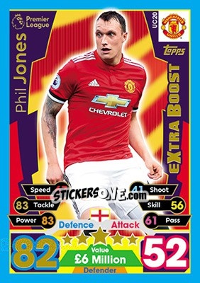 Sticker Phil Jones - English Premier League 2017-2018. Match Attax Extra - Topps
