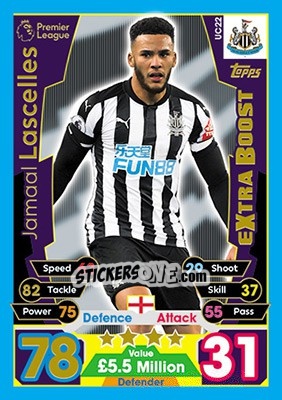 Sticker Jamaal Lascelles - English Premier League 2017-2018. Match Attax Extra - Topps