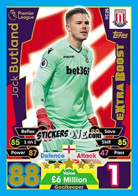 Sticker Jack Butland - English Premier League 2017-2018. Match Attax Extra - Topps