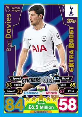 Sticker Ben Davies - English Premier League 2017-2018. Match Attax Extra n. UC28 - Topps