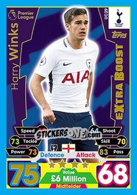 Sticker Harry Winks - English Premier League 2017-2018. Match Attax Extra - Topps