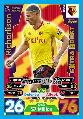 Sticker Richarlison - English Premier League 2017-2018. Match Attax Extra n. UC30 - Topps