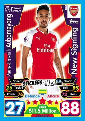 Sticker Pierre-Emerick Aubameyang - English Premier League 2017-2018. Match Attax Extra n. NS2 - Topps