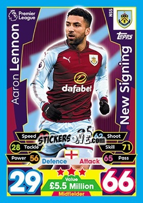 Sticker Aaron Lennon - English Premier League 2017-2018. Match Attax Extra - Topps