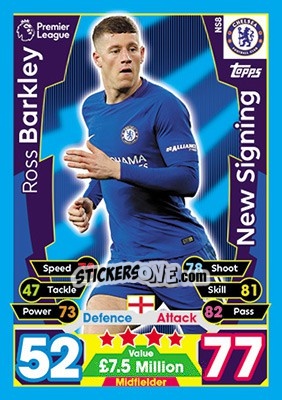 Sticker Ross Barkley - English Premier League 2017-2018. Match Attax Extra n. NS8 - Topps