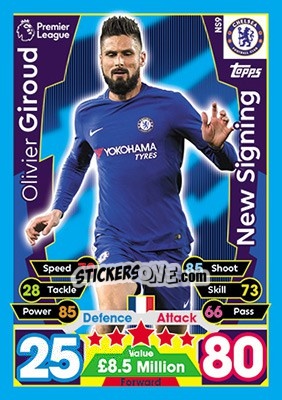 Sticker Olivier Giroud - English Premier League 2017-2018. Match Attax Extra - Topps