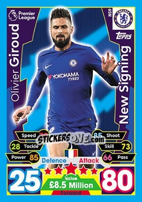 Sticker Olivier Giroud - English Premier League 2017-2018. Match Attax Extra n. NS9 - Topps