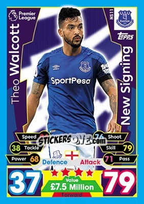 Sticker Theo Walcott - English Premier League 2017-2018. Match Attax Extra n. NS11 - Topps