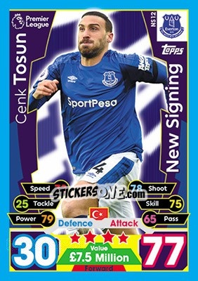 Sticker Cenk Tosun - English Premier League 2017-2018. Match Attax Extra - Topps