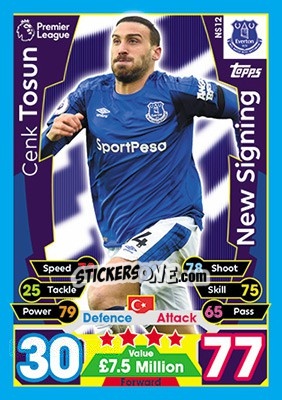 Figurina Cenk Tosun - English Premier League 2017-2018. Match Attax Extra - Topps