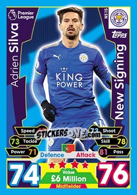 Sticker Adrien Silva - English Premier League 2017-2018. Match Attax Extra n. NS15 - Topps