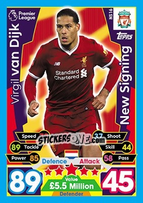 Sticker Virgil van Dijk - English Premier League 2017-2018. Match Attax Extra n. NS16 - Topps