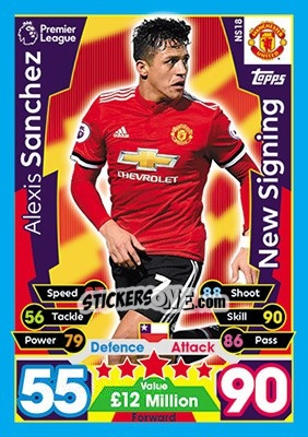 Sticker Alexis Sanchez - English Premier League 2017-2018. Match Attax Extra n. NS18 - Topps