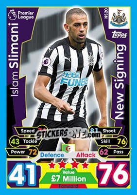 Sticker Islam Slimani - English Premier League 2017-2018. Match Attax Extra - Topps