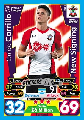 Sticker Guido Carrillo - English Premier League 2017-2018. Match Attax Extra - Topps