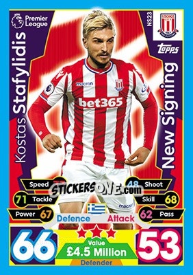 Sticker Kostas Stafylidis - English Premier League 2017-2018. Match Attax Extra - Topps