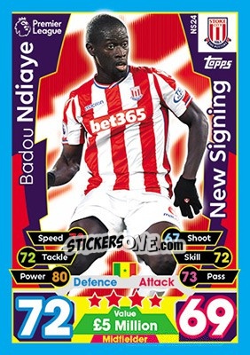 Sticker Badou Ndiaye - English Premier League 2017-2018. Match Attax Extra - Topps