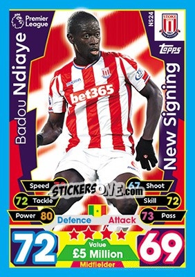 Sticker Badou Ndiaye - English Premier League 2017-2018. Match Attax Extra n. NS24 - Topps