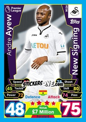 Sticker Andre Ayew - English Premier League 2017-2018. Match Attax Extra - Topps