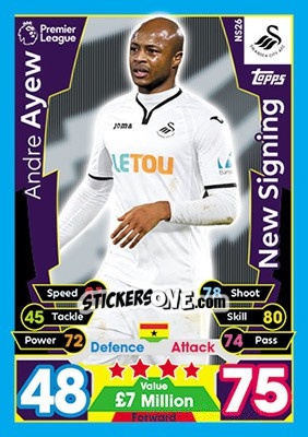 Sticker Andre Ayew - English Premier League 2017-2018. Match Attax Extra n. NS26 - Topps