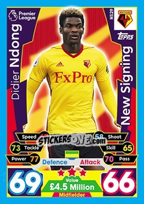 Sticker Didier Ndong - English Premier League 2017-2018. Match Attax Extra - Topps