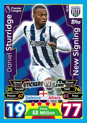 Sticker Daniel Sturridge - English Premier League 2017-2018. Match Attax Extra n. NS30 - Topps