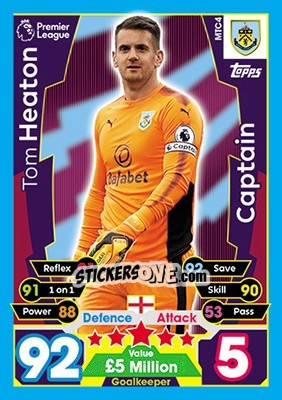 Figurina Tom Heaton - English Premier League 2017-2018. Match Attax Extra - Topps