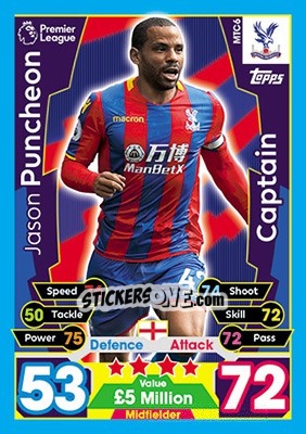 Figurina Jason Puncheon - English Premier League 2017-2018. Match Attax Extra - Topps