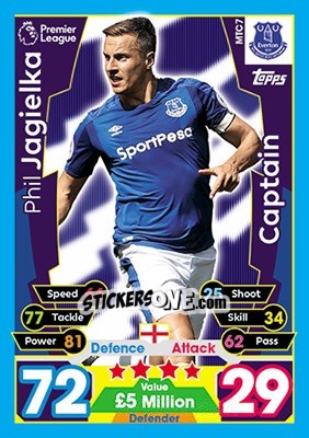 Sticker Phil Jagielka - English Premier League 2017-2018. Match Attax Extra - Topps