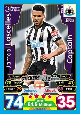Cromo Jamaal Lascelles - English Premier League 2017-2018. Match Attax Extra - Topps