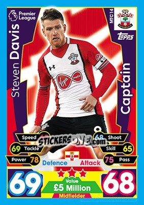 Sticker Steven Davis - English Premier League 2017-2018. Match Attax Extra - Topps