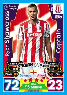 Sticker Ryan Shawcross - English Premier League 2017-2018. Match Attax Extra - Topps