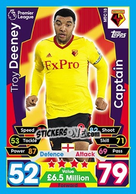 Sticker Troy Deeney - English Premier League 2017-2018. Match Attax Extra - Topps
