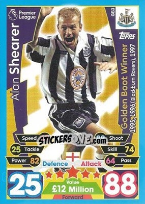 Sticker Alan Shearer - English Premier League 2017-2018. Match Attax Extra n. GB3 - Topps