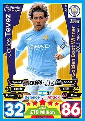 Figurina Carlos Tevez - English Premier League 2017-2018. Match Attax Extra - Topps