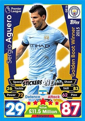 Sticker Sergio Aguero - English Premier League 2017-2018. Match Attax Extra n. GB16 - Topps