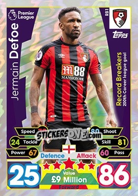Figurina Jermain Defoe - English Premier League 2017-2018. Match Attax Extra - Topps