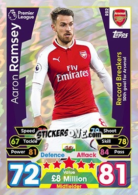 Sticker Aaron Ramsey - English Premier League 2017-2018. Match Attax Extra n. RB2 - Topps