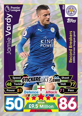 Sticker Jamie Vardy - English Premier League 2017-2018. Match Attax Extra n. RB6 - Topps