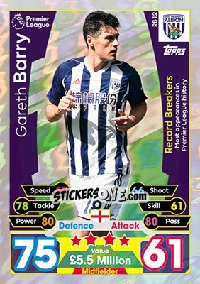 Sticker Gareth Barry - English Premier League 2017-2018. Match Attax Extra - Topps