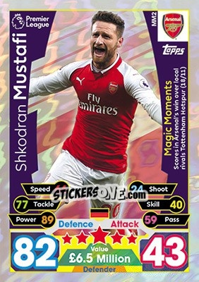 Sticker Shkodran Mustafi - English Premier League 2017-2018. Match Attax Extra - Topps