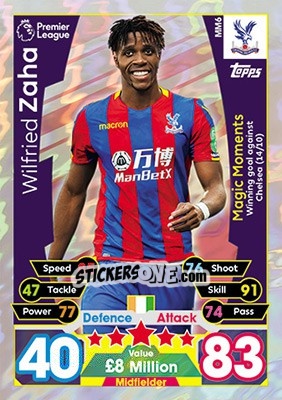 Figurina Wilfried Zaha - English Premier League 2017-2018. Match Attax Extra - Topps