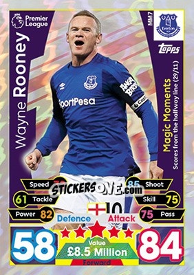 Sticker Wayne Rooney - English Premier League 2017-2018. Match Attax Extra - Topps