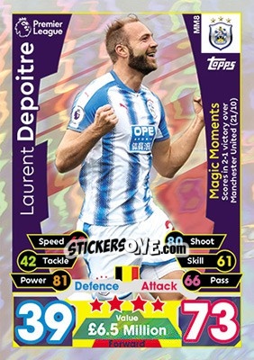 Figurina Laurent Depoitre - English Premier League 2017-2018. Match Attax Extra - Topps